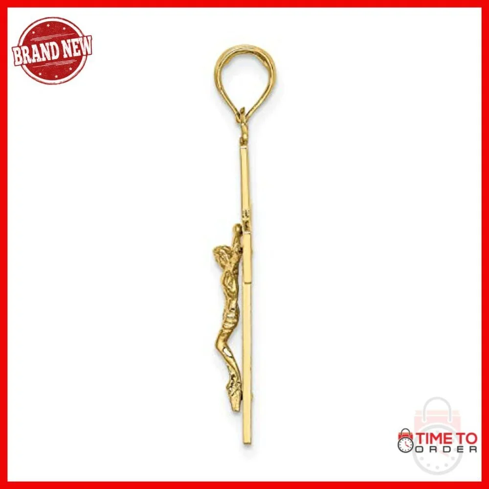 10k Gold Crucifix Pendant Necklace with Jesus Figure, 25mm x 16mm